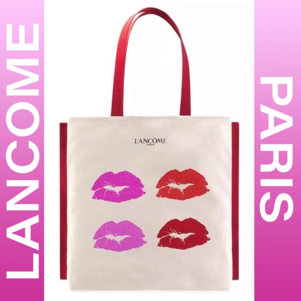 NEW! Lancôme PARIS Large Tote Bag 4 Lips Canvas